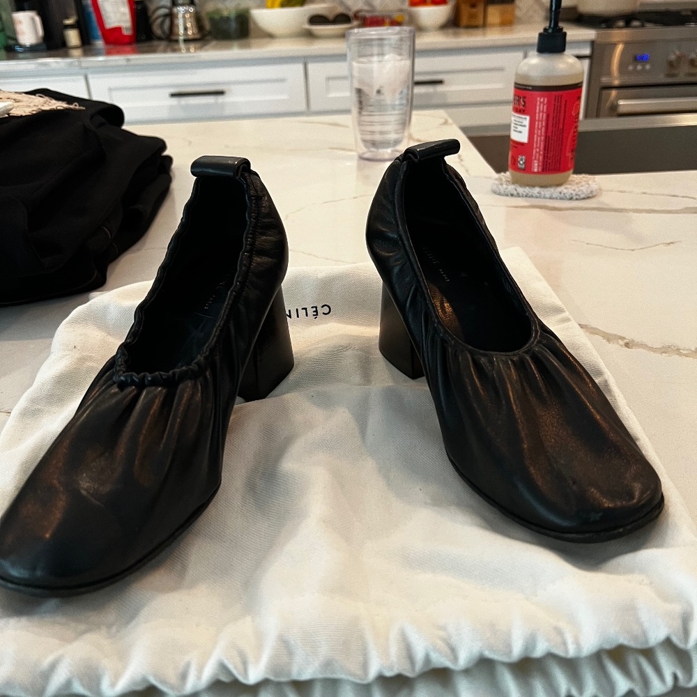 Celine scrunch ballerina heels